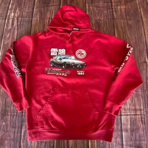 DGK Hachi Roku 1983 Hoodie Red Men's L Double Sided Graphic DOHC Twin Cam